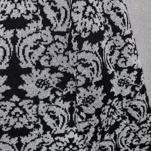 New York & Company Black Silver Floral Cardigan Sweater  XL Cotton Damask Print - Picture 3 of 7